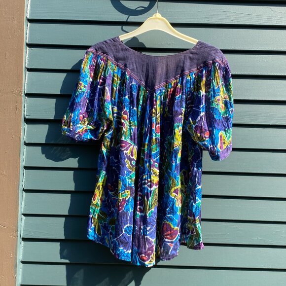 Vintage Butterfly Print Peasant Blouse Size Small - Picture 5 of 5